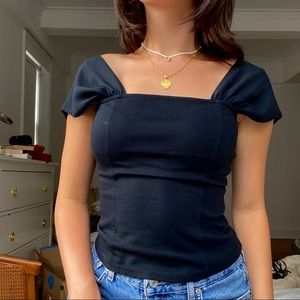 Vintage black square neck top